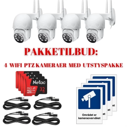 WiFi PTZ Overvåkningskamera pakke med utstyrspakke