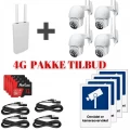 PAKKETILBUD 4 stk. CamHi PTZ HD Overvåkningskamera med utstyrspakke og 4G Router